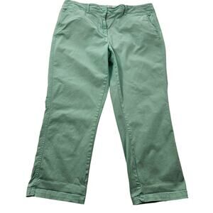 Crown & Ivy Charlotte pants blue capris size 14 summer casual comfort plus ^